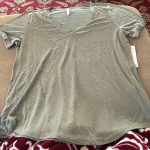 ATHLETA Breezy Scoop V-Neck Tee T-Shirt XL Green (TD)